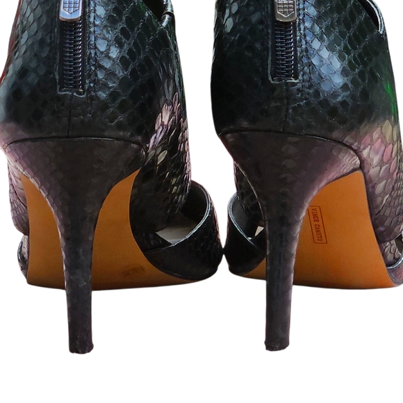 Vince Camuto Pointy Toe Heel Zip Black Leather High Heels 9.5 - Picture 6 of 10